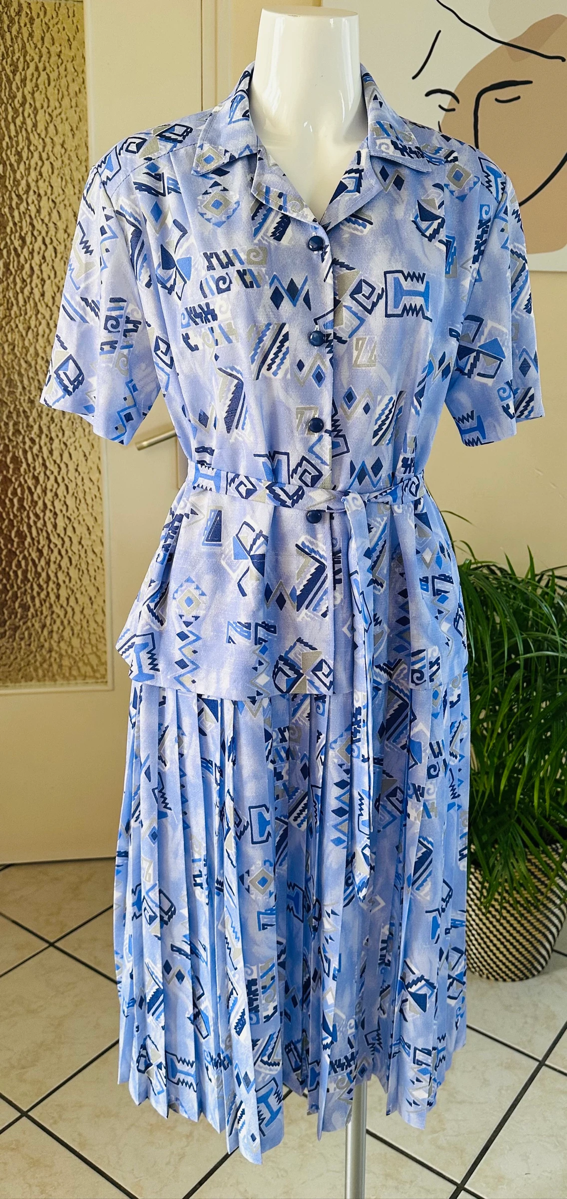 Vestido Plissado Vintage com Cinto Tamanho 38/40 – Fabricação Francesa – NOVO – photo 6